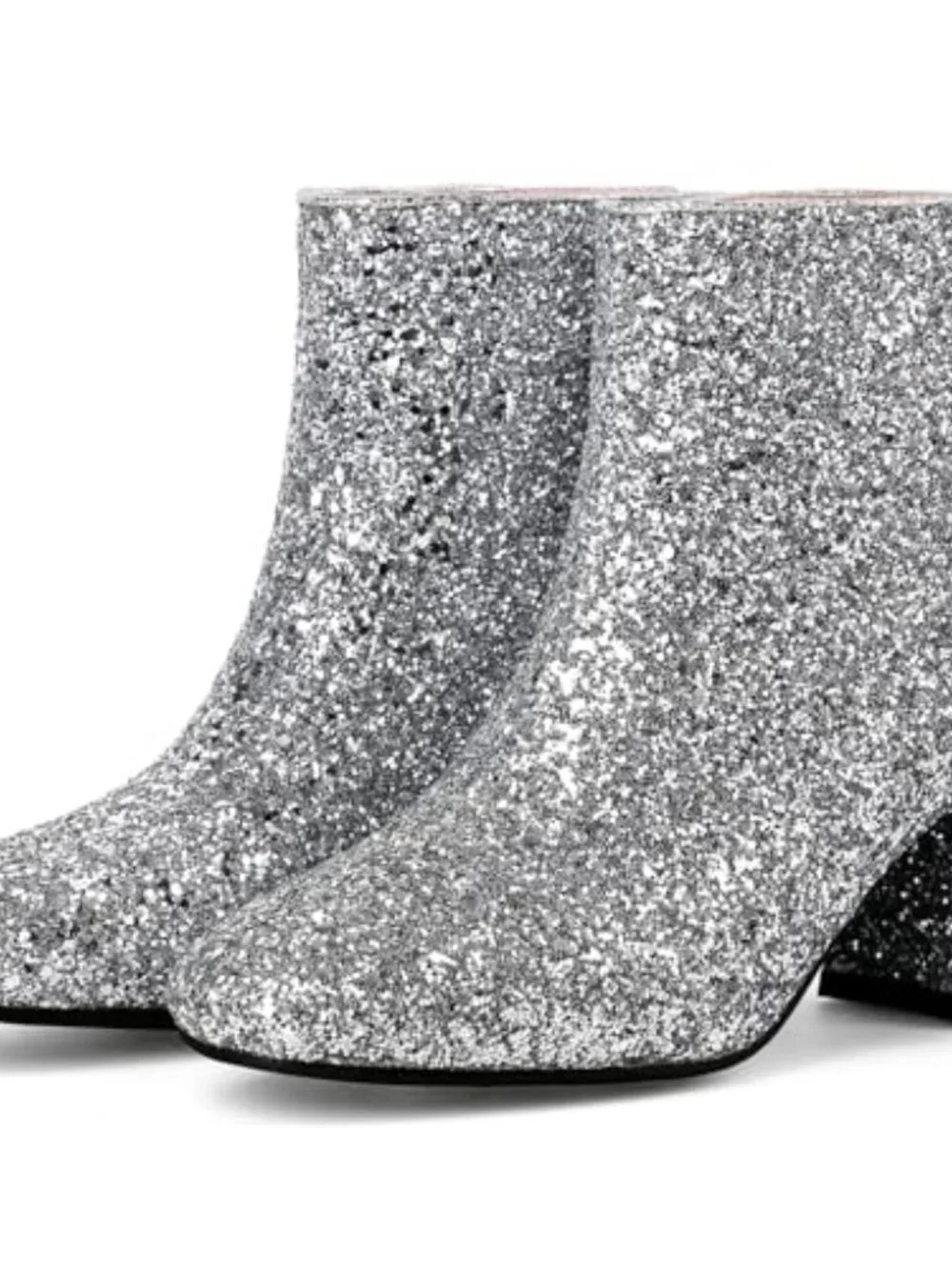 Sequin Glitter Ankle Boots Chunky Heels Sparkly Booties